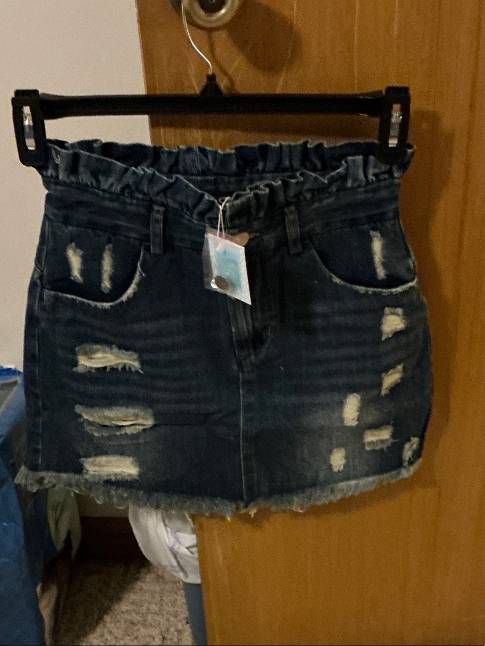 Hayden Dark Blue Distressed Denim Mini Skirt